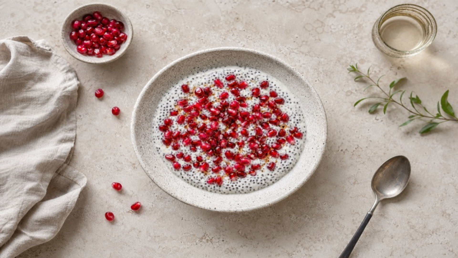 Chiapudding mit Granatapfel