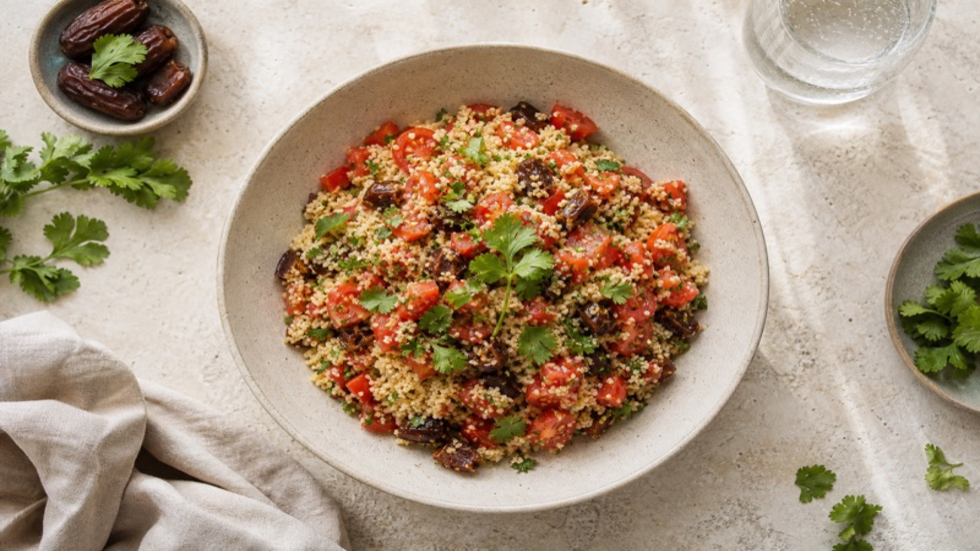Couscous mit Tomaten, Koriander und Datteln