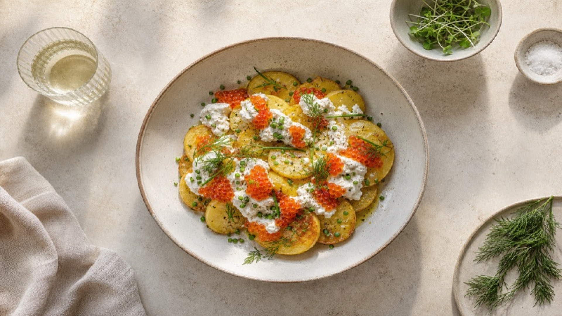 Cremige Ricotta-Kartoffeln mit Meerforellen-Rogen