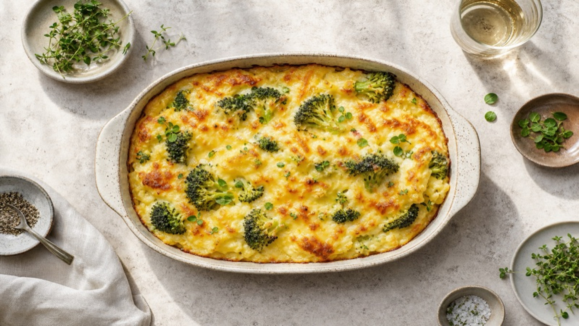 Cremiges Kartoffelstampf-Gratin mit Broccoli und Gouda