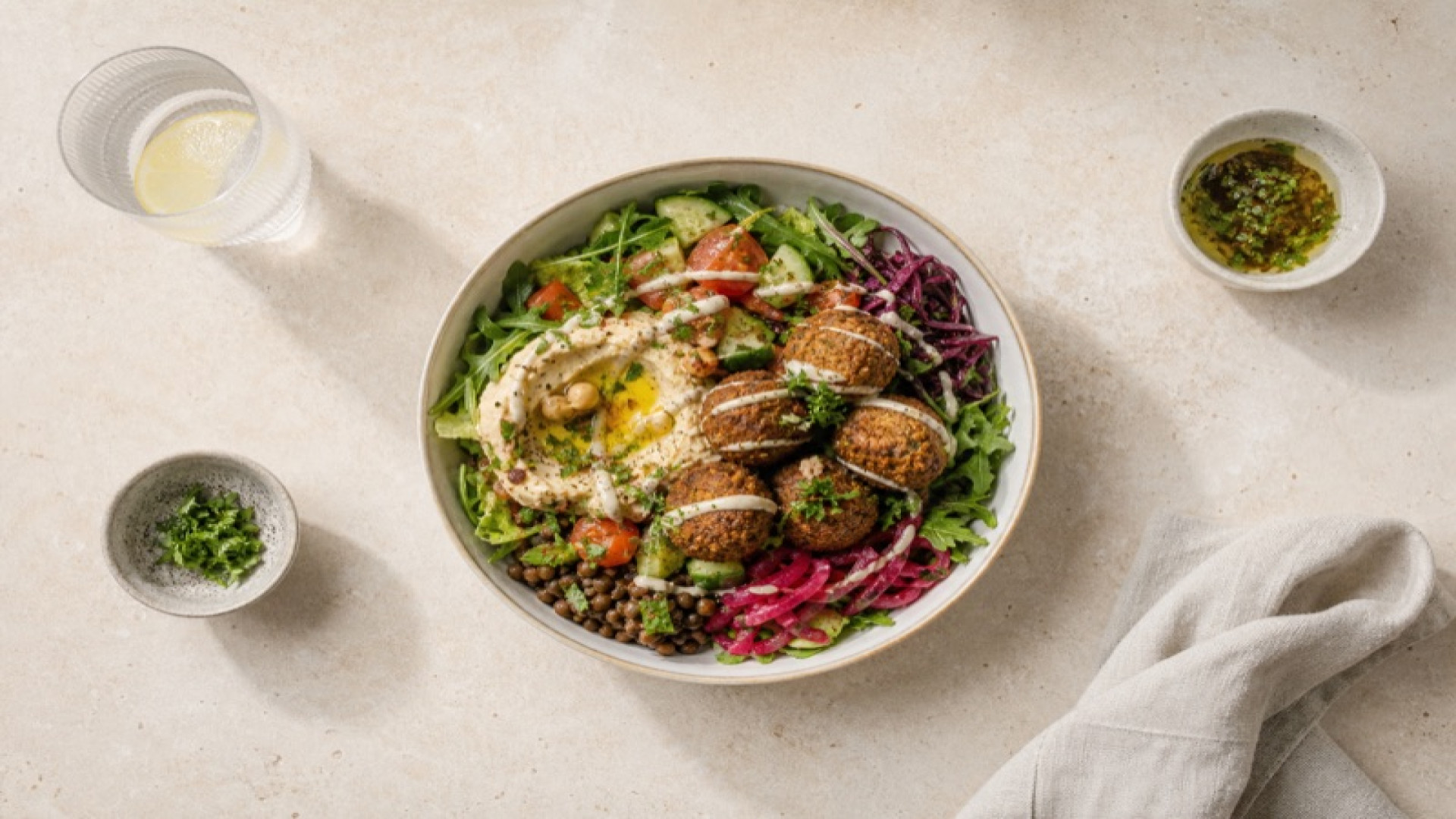 Dean & David - Falafel Tahini Classic mit Essig und Öl Dressing