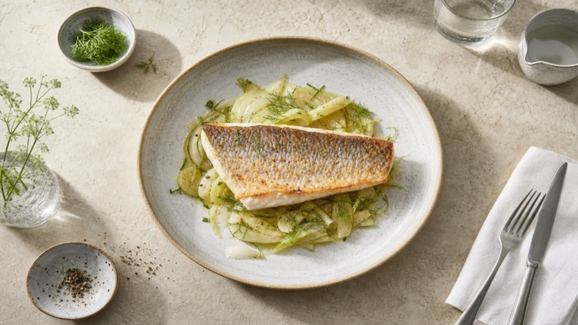 Felchen auf gedünstetem Gemüsefenchel