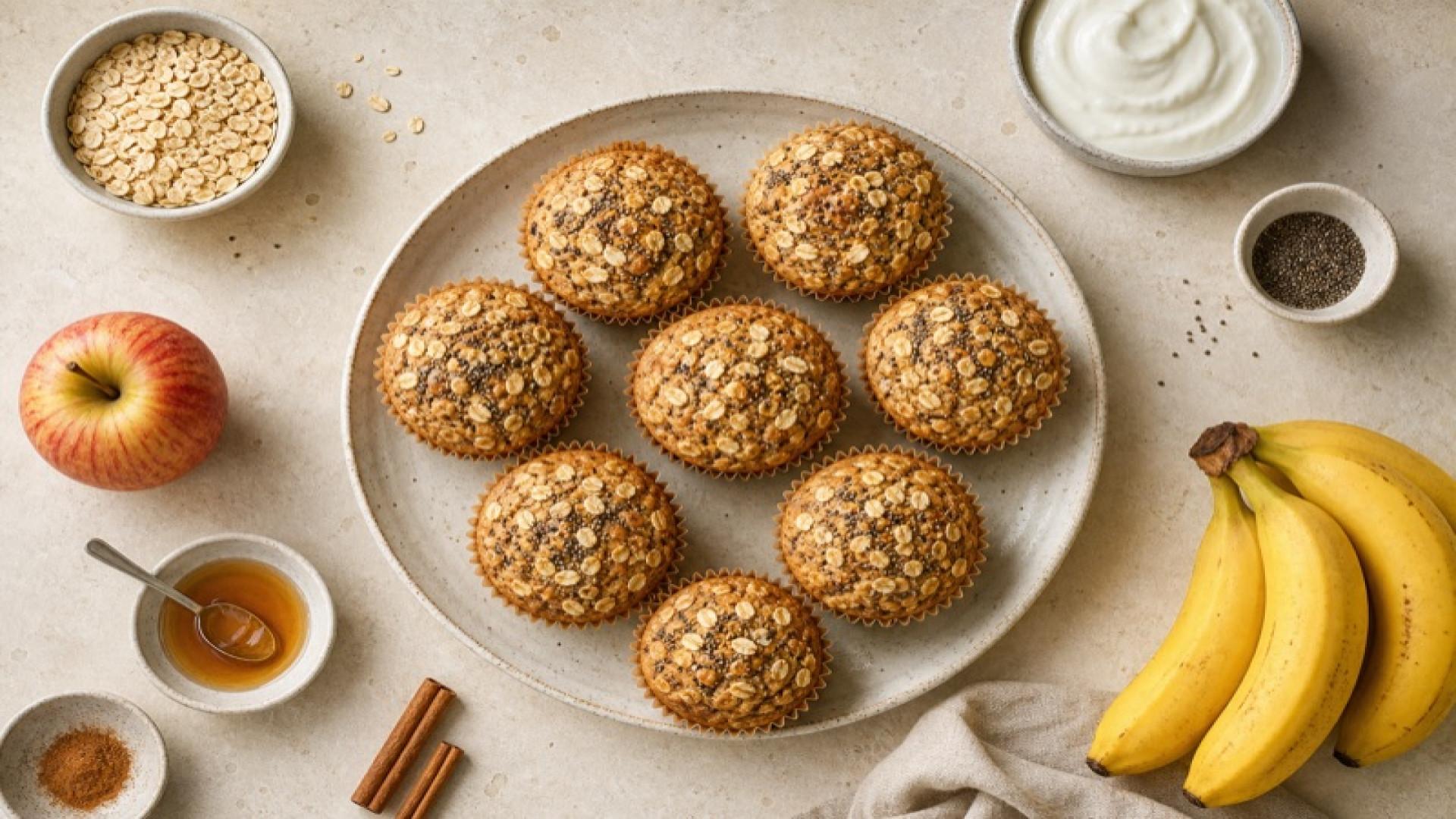 Frühstücks-Muffins mit Apfel und Banane
