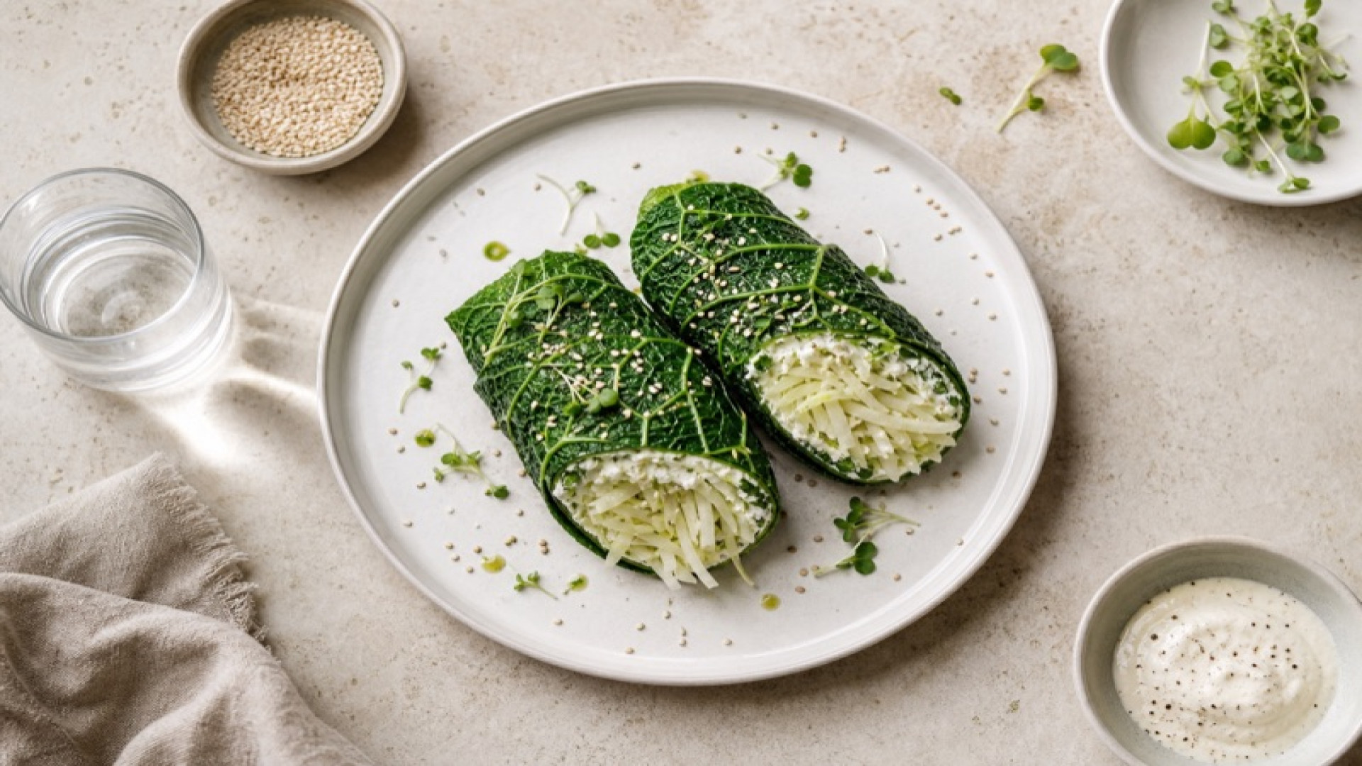 Frischer Köhler-Wrap mit Kohlrabi und Sesam-Frischkäse