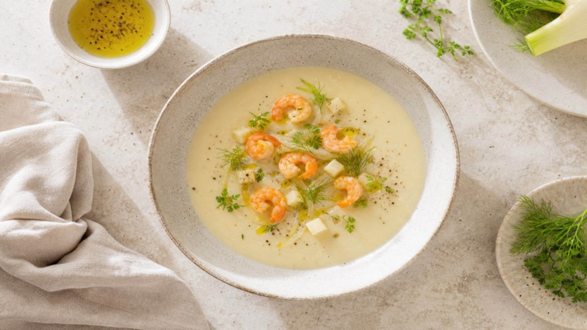 Garnelen-Fenchel-Suppe mit Knollensellerie