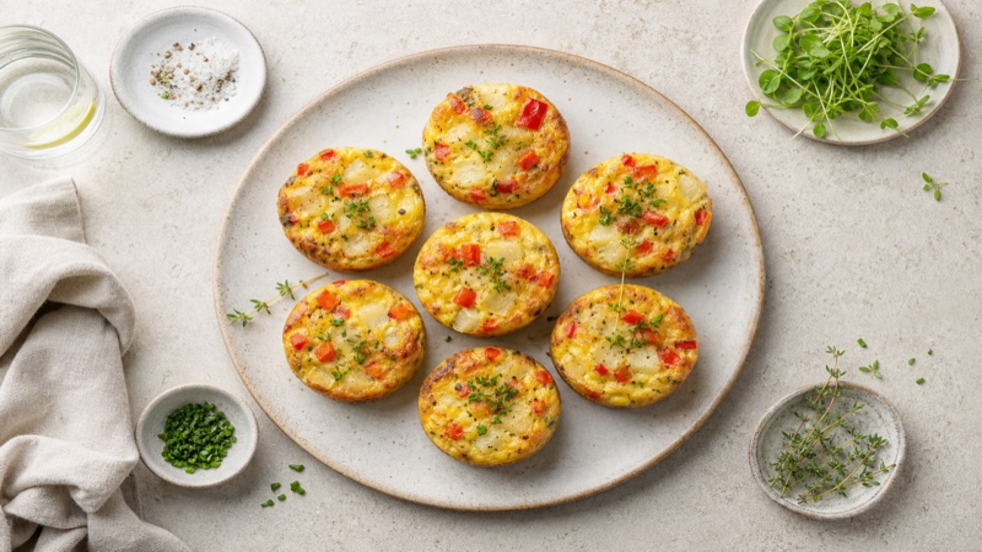 Gebackene Egg-Muffins mit Paprika und Kohlrabi