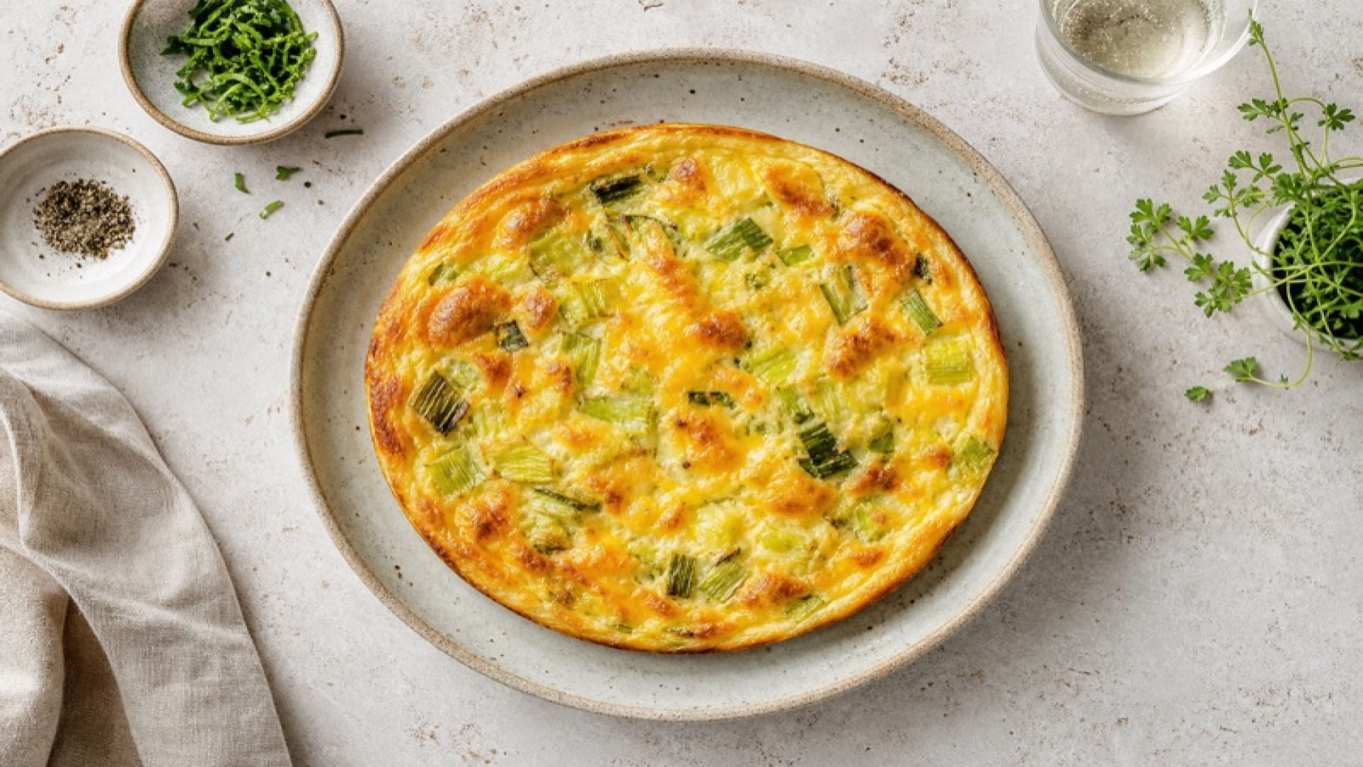 Gebackene Eier-Frittata mit Lauch und Gouda