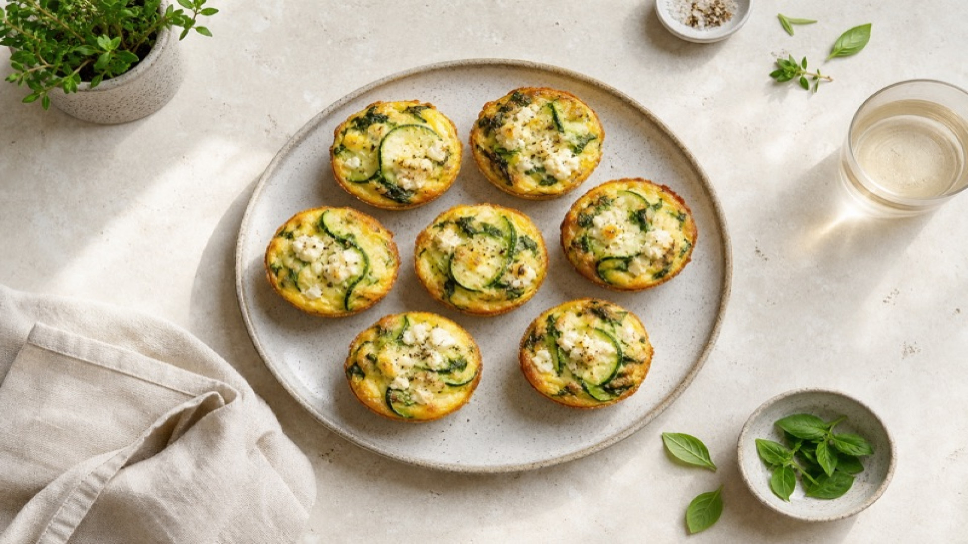 Gebackene Eier-Muffins mit Zucchini und Schafskäse