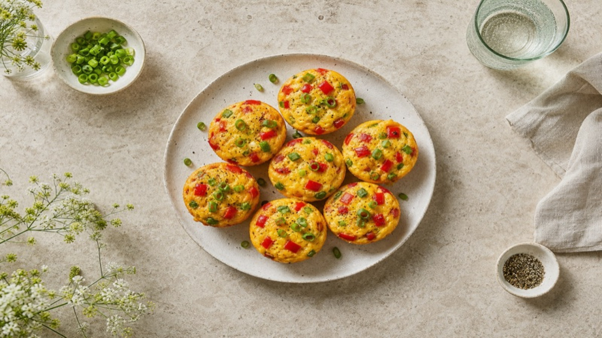 Gebackene Paprika-Egg-Muffins mit Frühlingszwiebeln