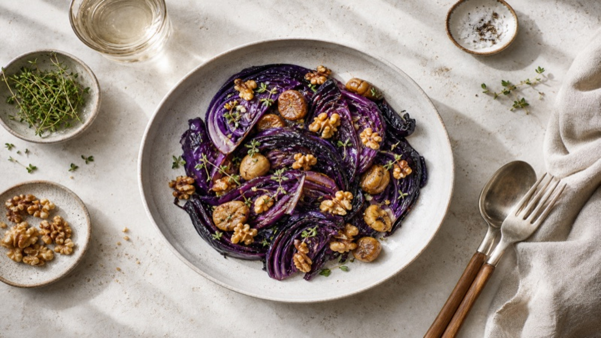 Gebackener Rotkohl mit Maronen und Walnüssen