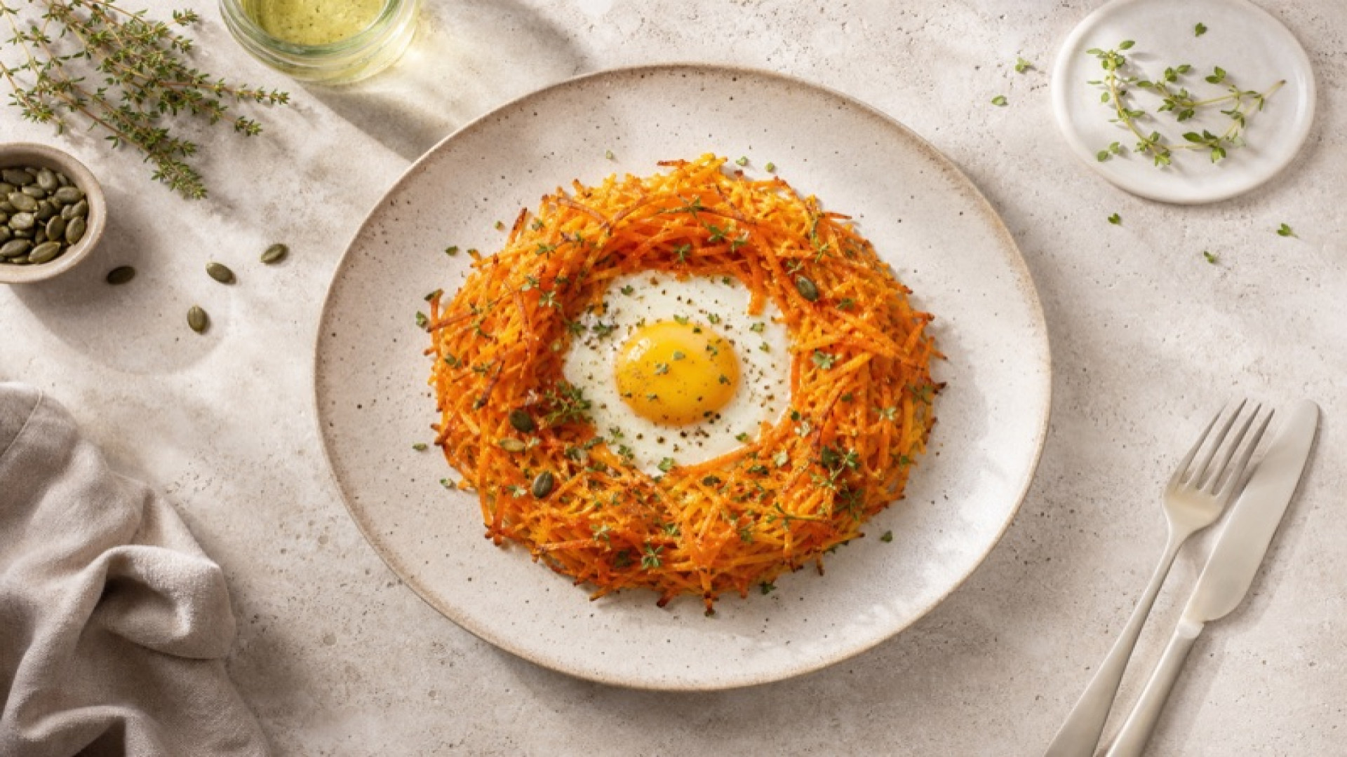 Gebackenes Ei im Hokkaido-Kürbis-Nest
