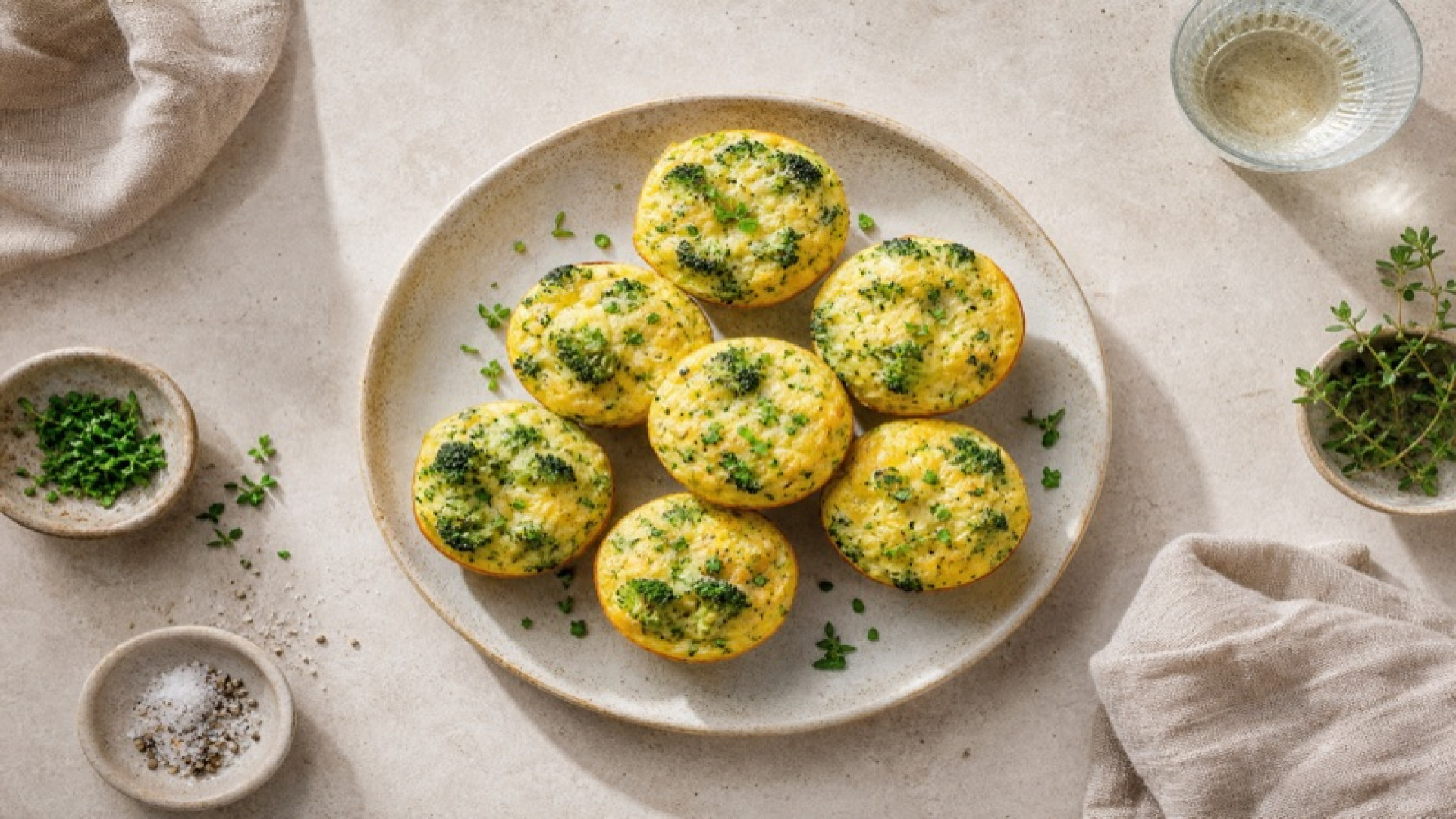 Gedämpfte Ei-Muffins mit Brokkoli und Edamer
