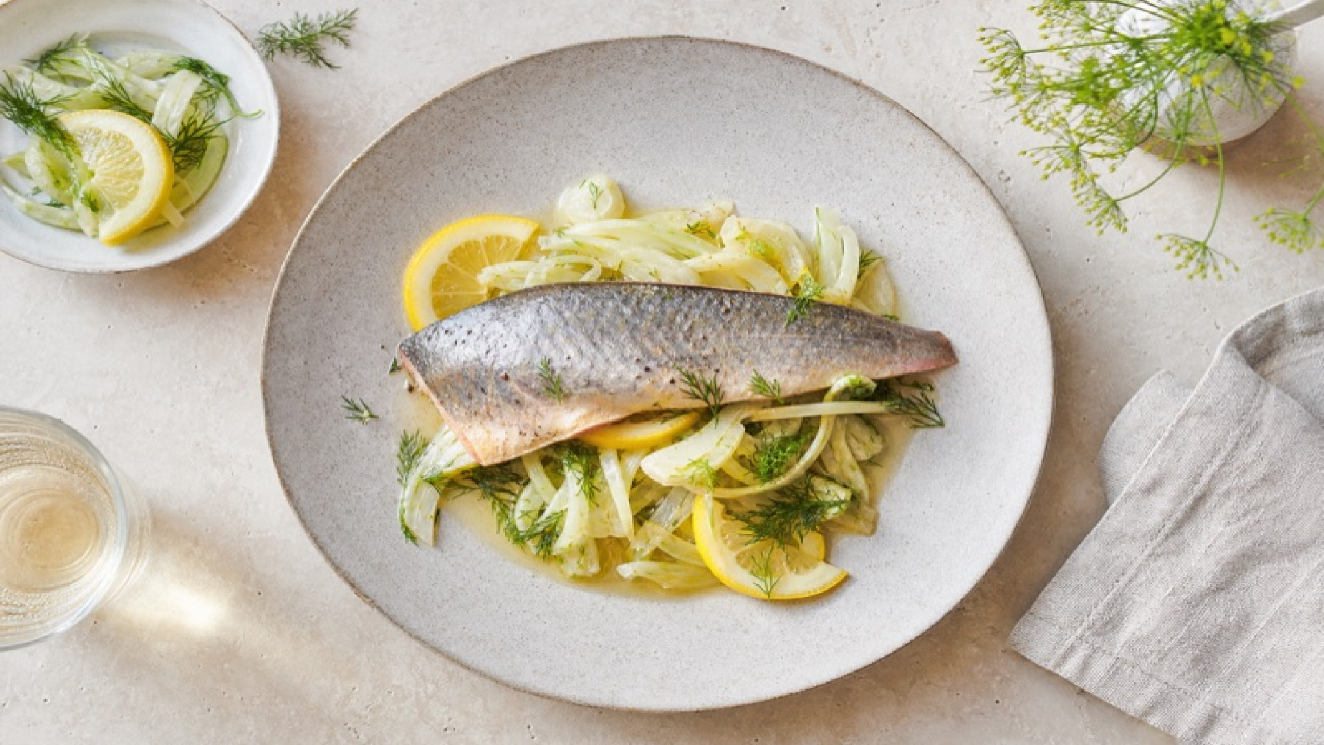 Gedünsteter Bachsaibling mit Fenchel und Zitrone