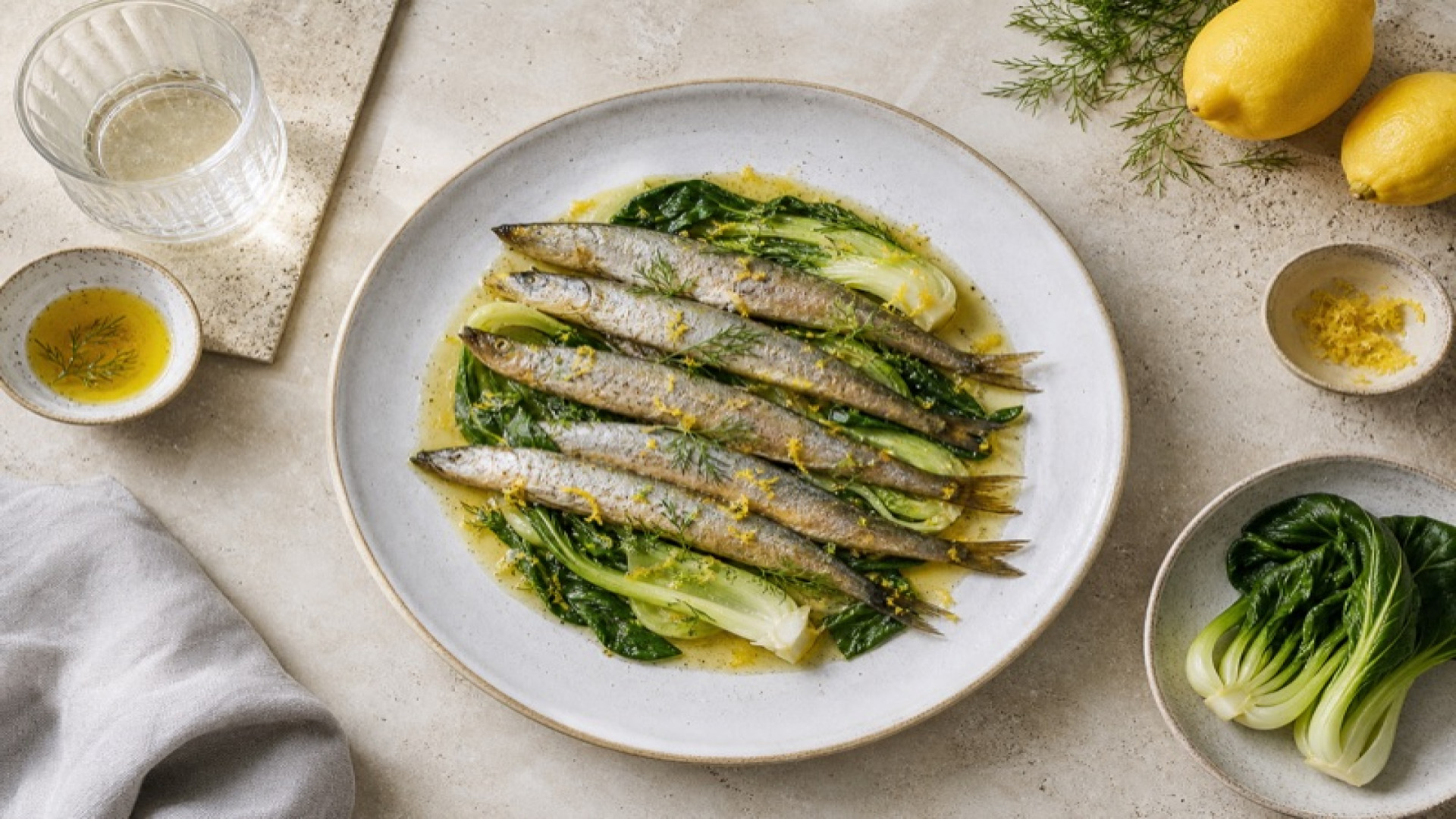 Gedünsteter Stint mit Pak-Choi und Zitronenöl