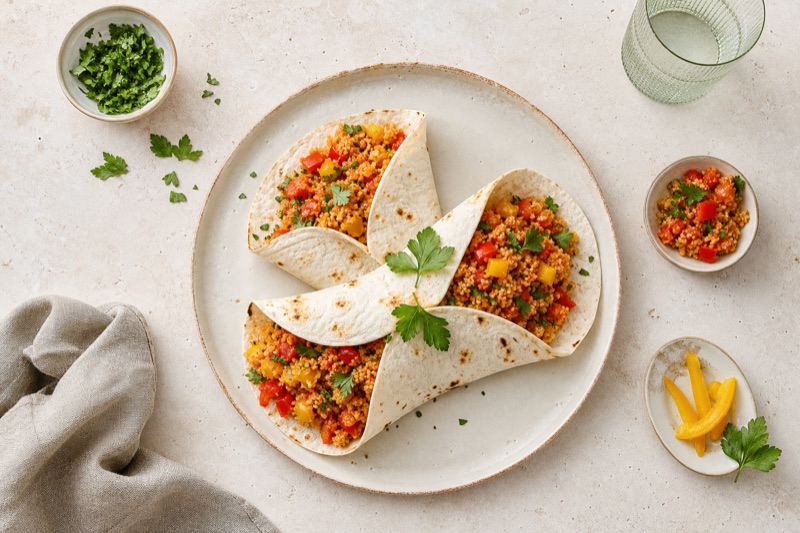 Gefüllte Weizentortillas mit Couscous
