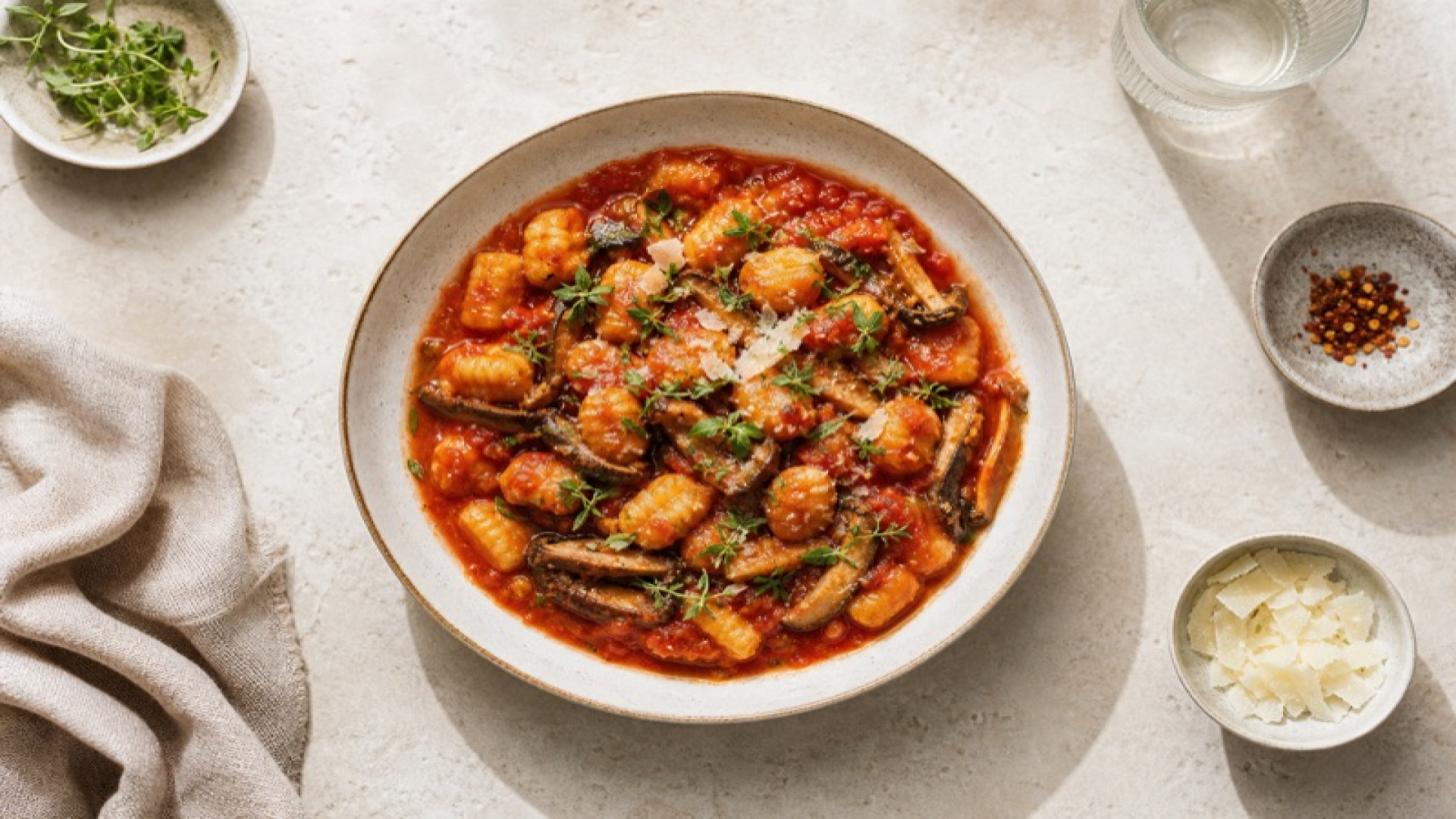Gnocchi in Tomatensauce mit Shiitakepilzen