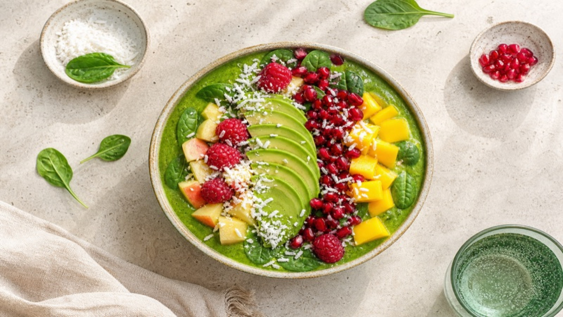 Green Smoothie Bowl mit Avocado
