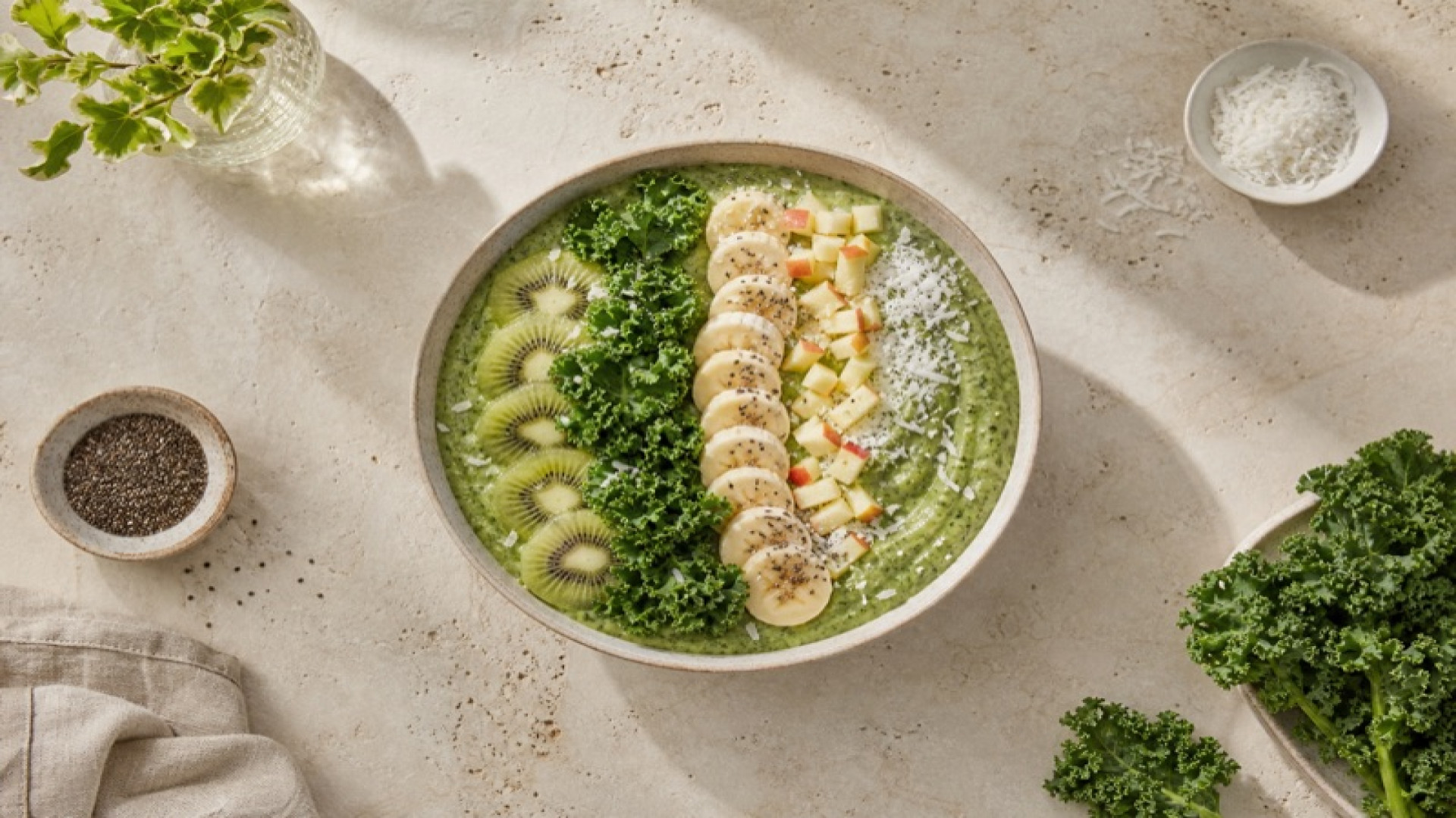 Green Smoothie Bowl mit Grünkohl und Banane