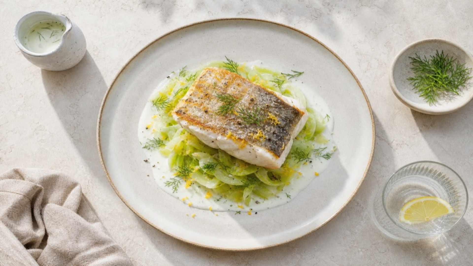 Heilbutt auf Kohlrabi mit Zitronenjoghurt