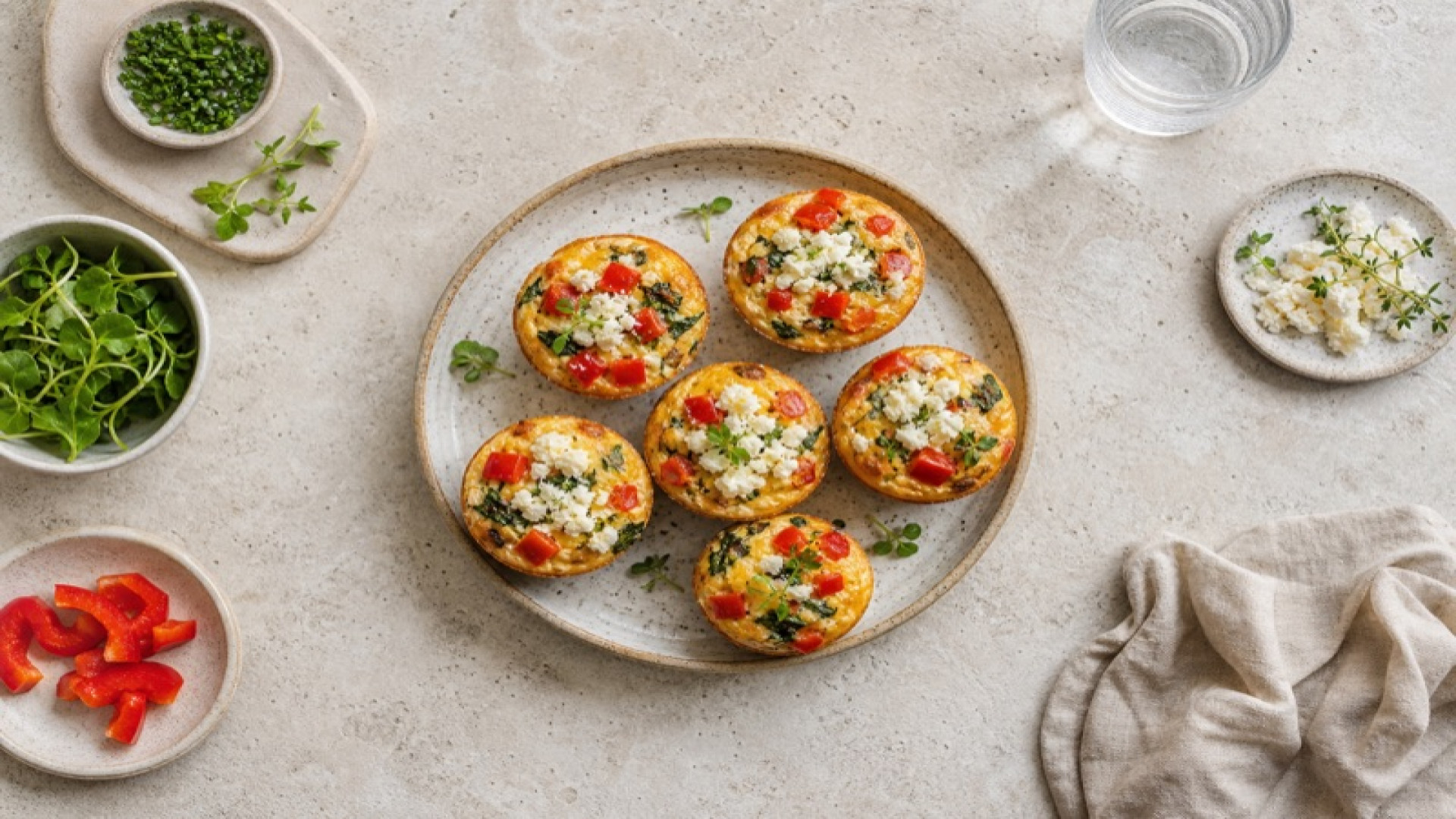 Herzhafte Egg-Muffins mit Paprika und Schafskäse