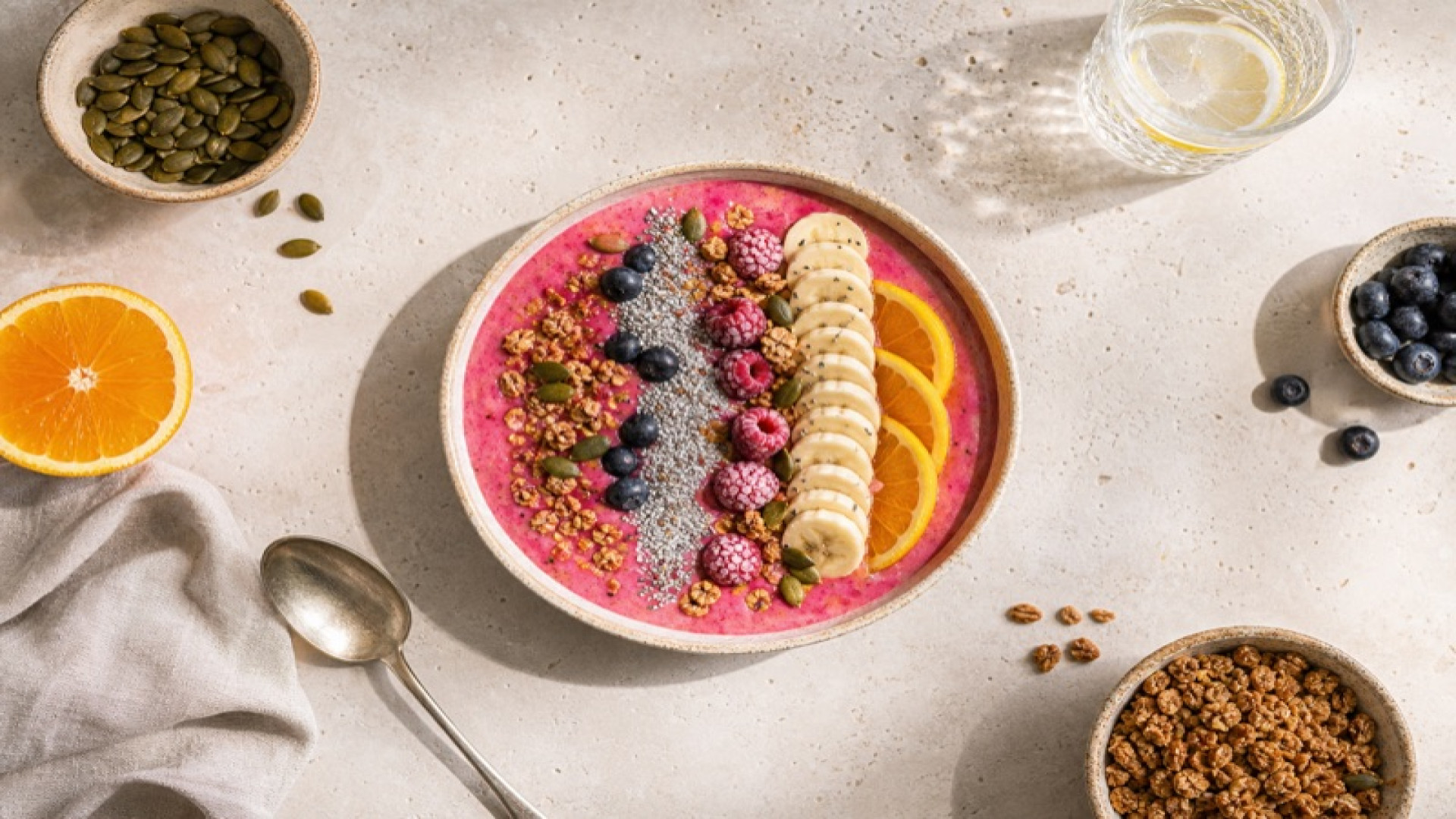 Himbeere Smoothie Bowl mit Chia Pudding