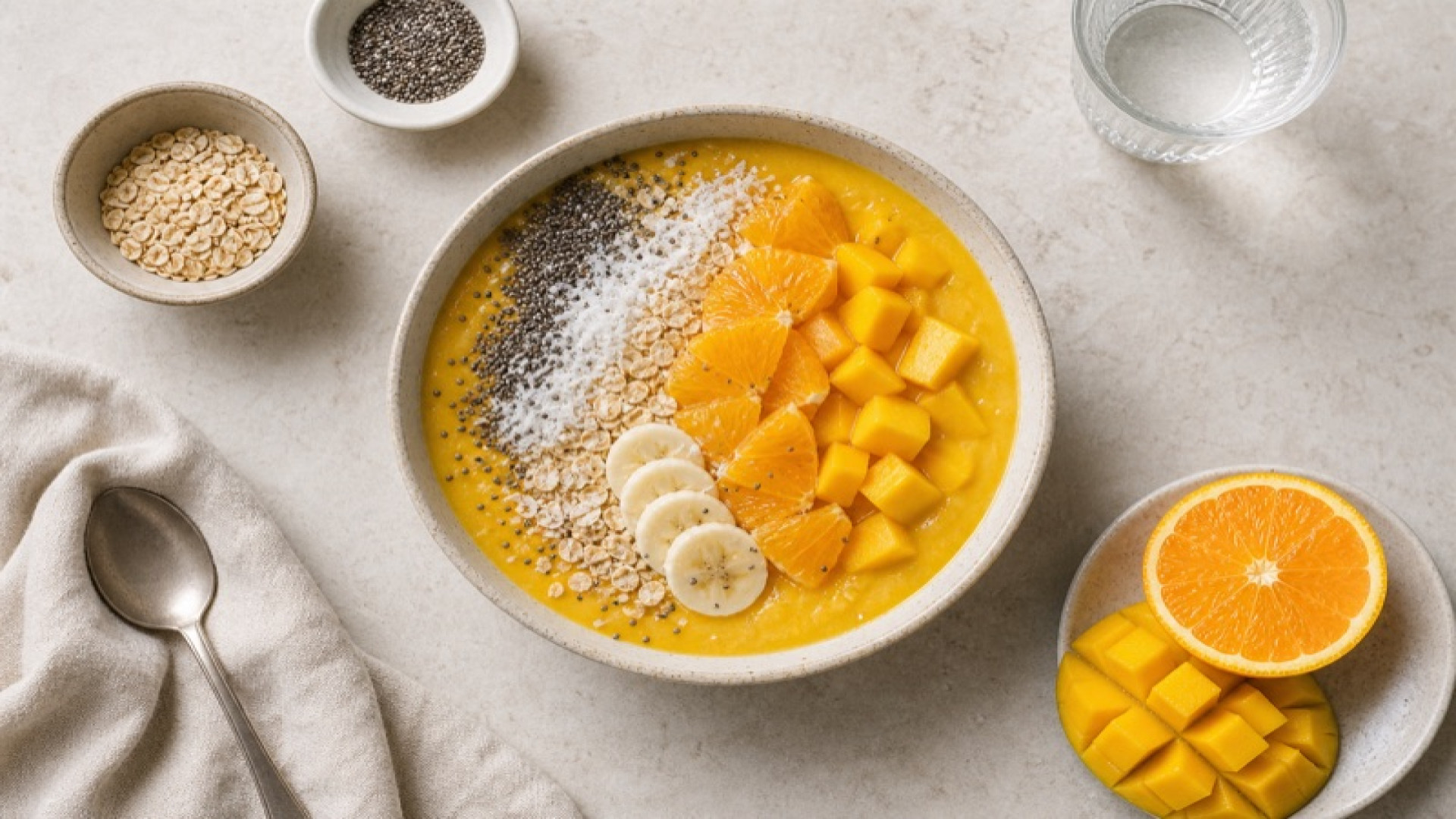 Mango Smoothie Bowl mit Orangen