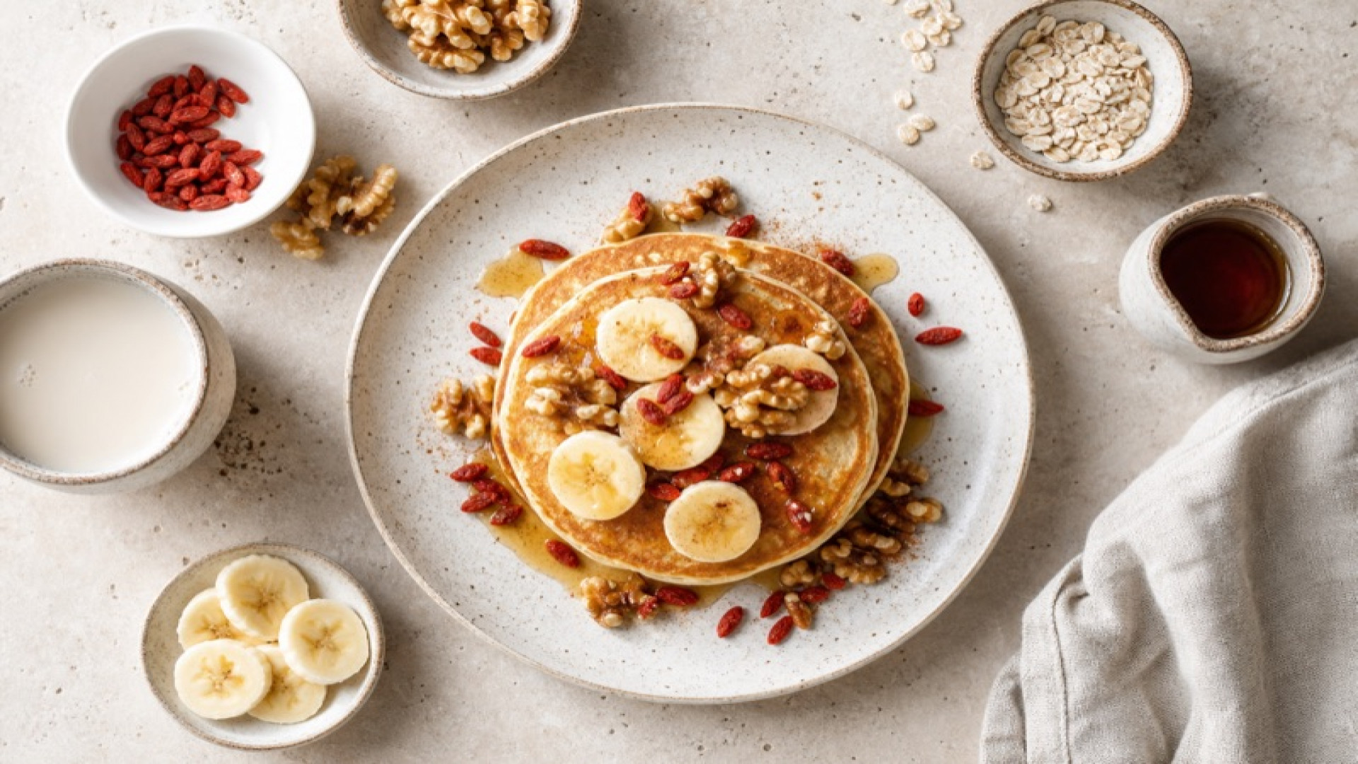 Pfannkuchen mit Banane und Goji Beeren