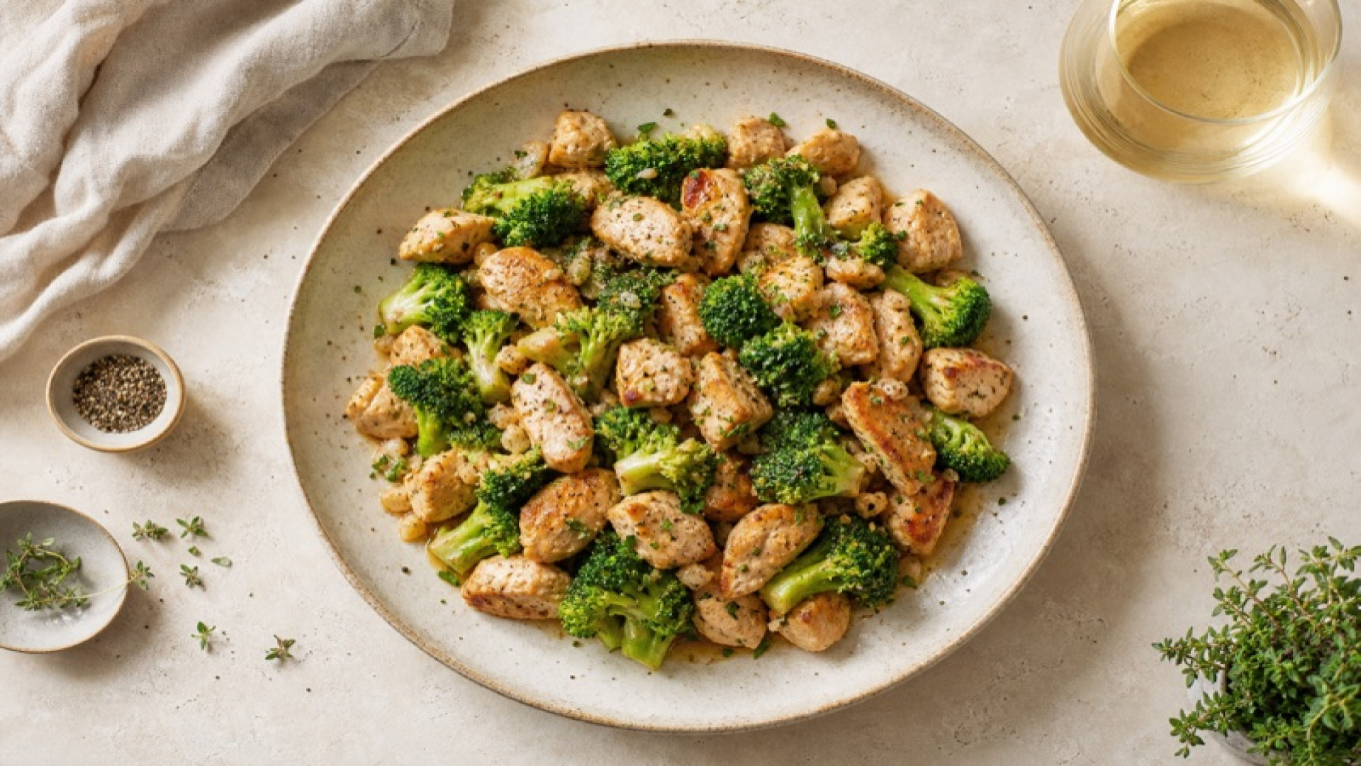Puten-Pfanne mit gedünstetem Broccoli und Heller Balsamico