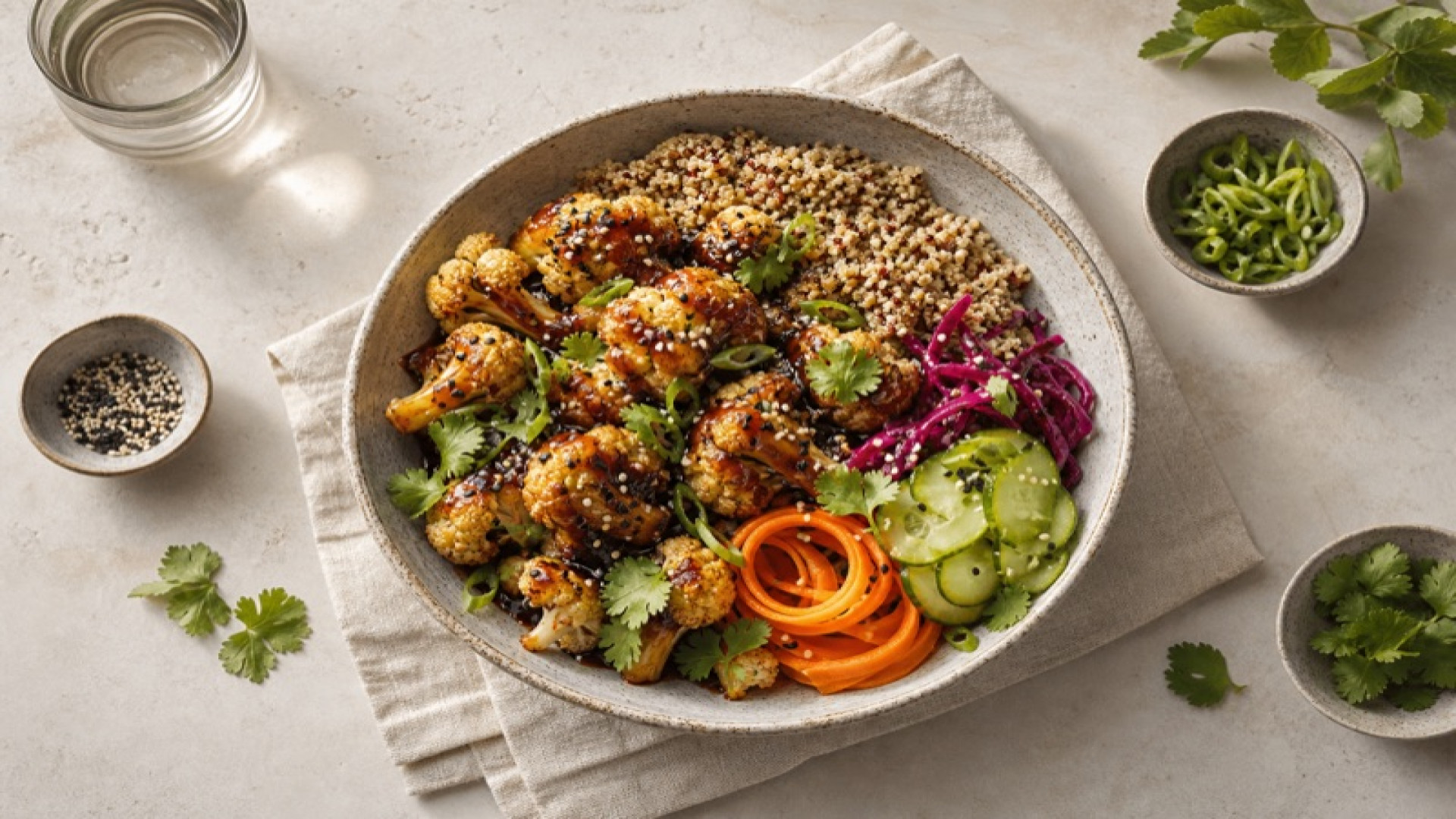 Quinoa-Bowl mit Blumenkohl und Teriyaki
