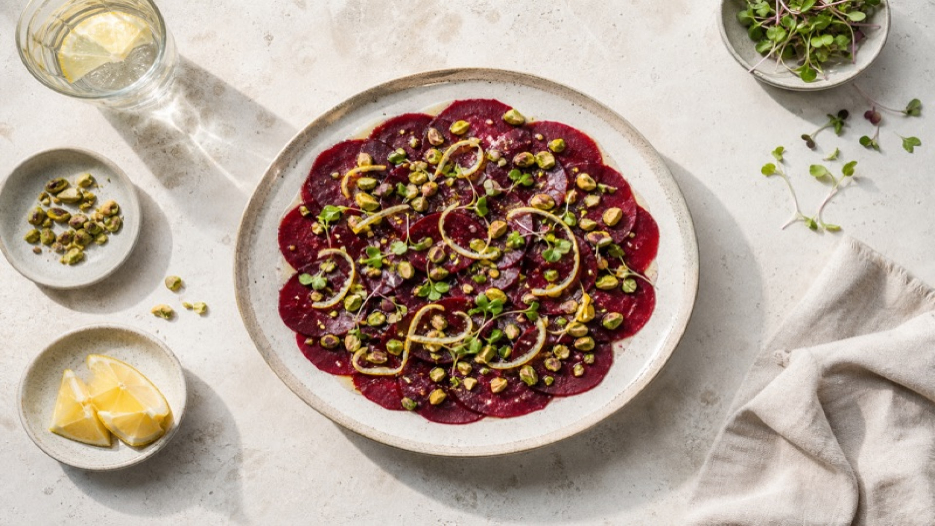 Rote-Bete-Carpaccio mit Pistazien und Zitrone