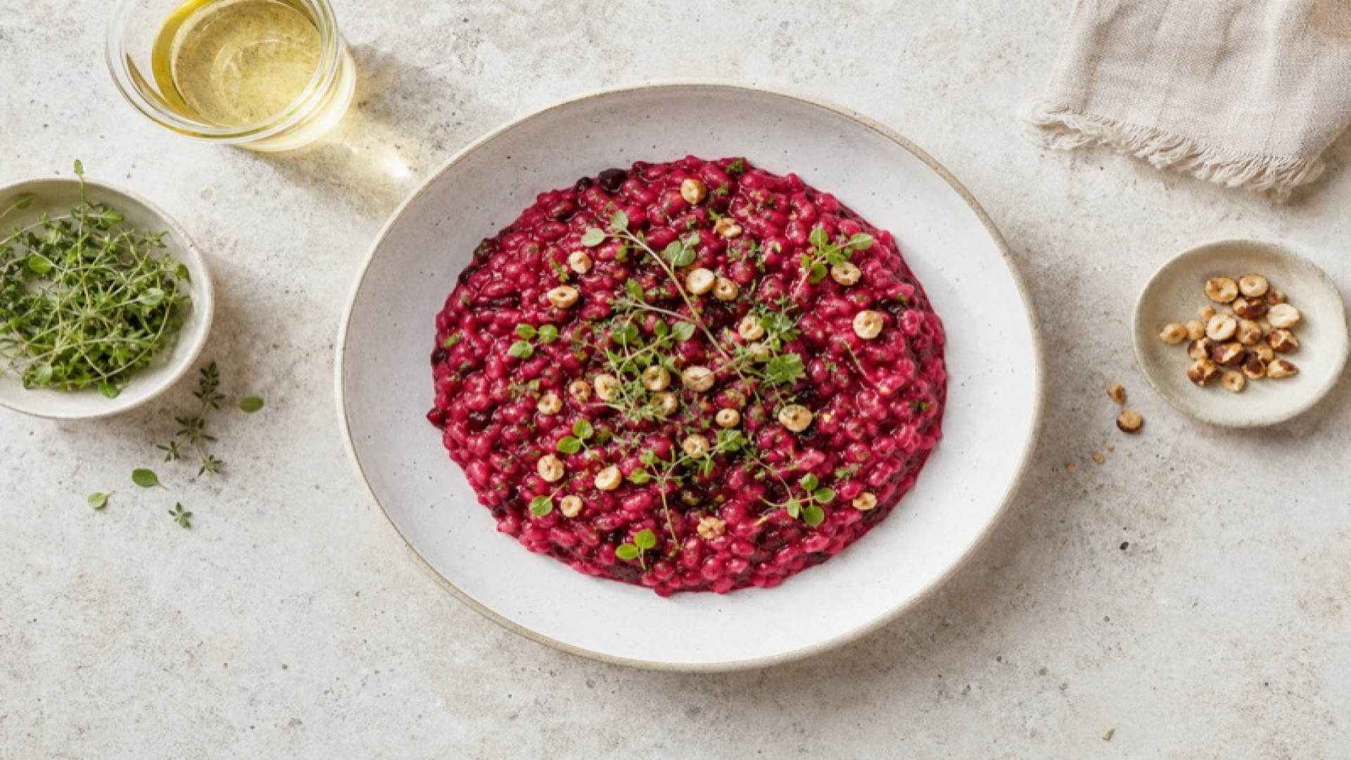 Rote-Bete-Risotto mit Wildreis und Rapsöl