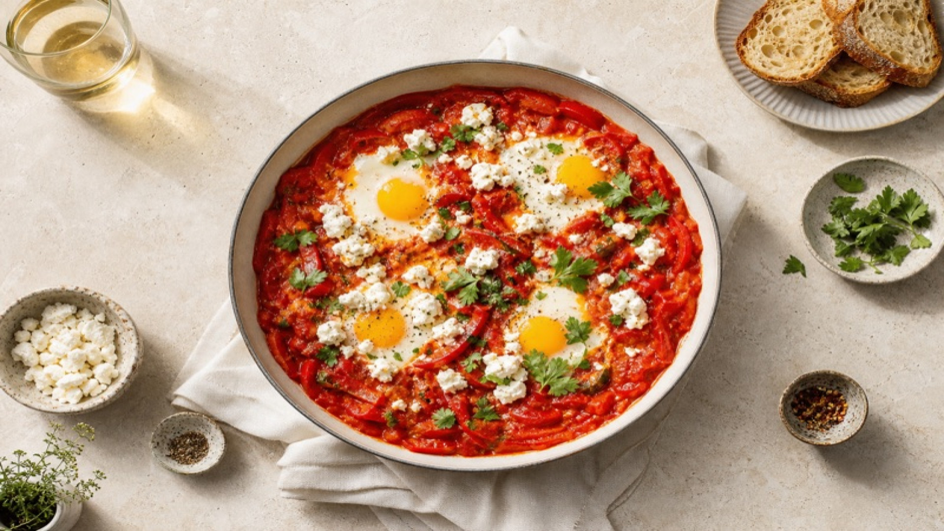 Rote-Paprika-Shakshuka mit Ziegenkäse