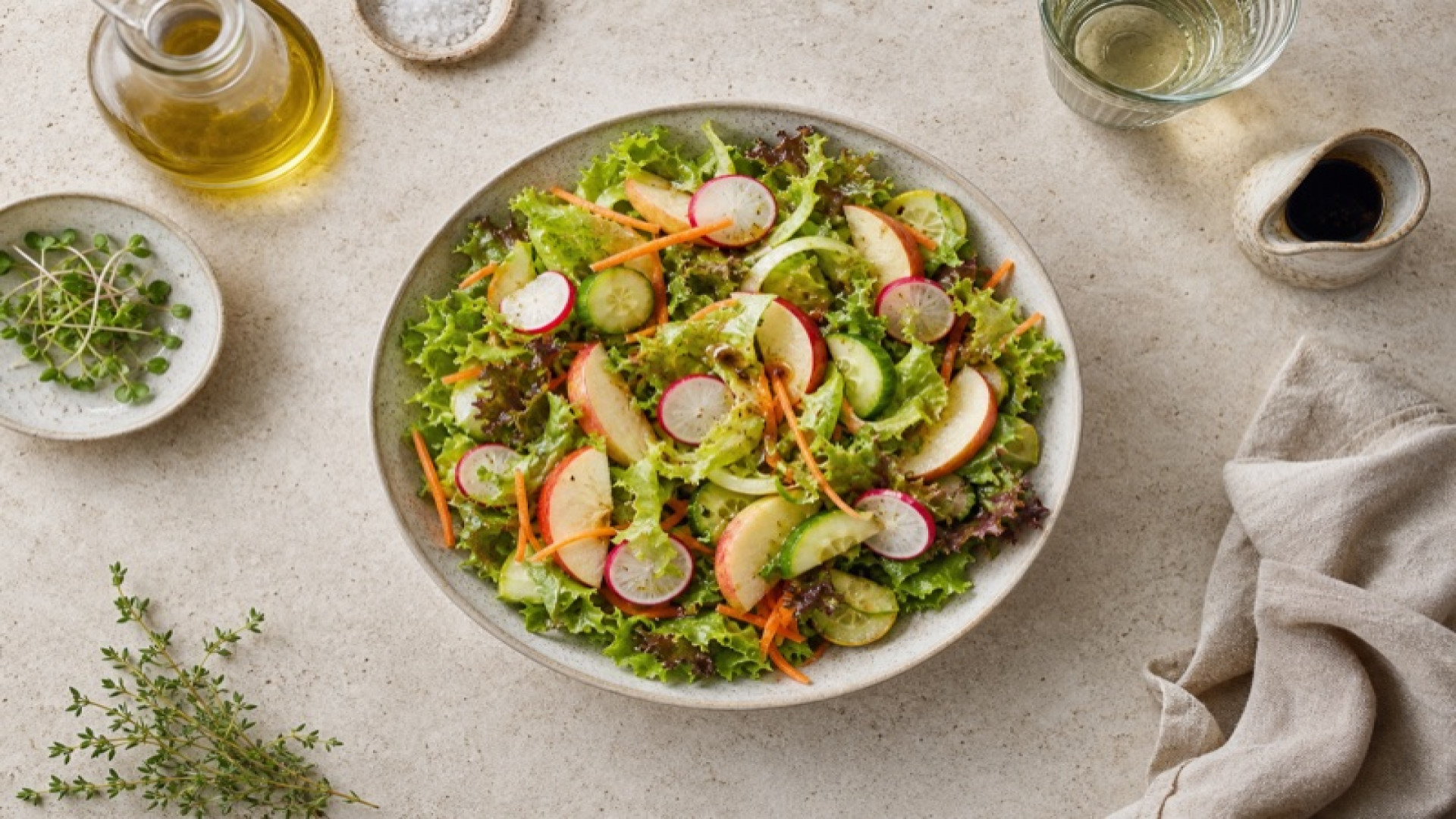 Salat mit Radieschen und Apfel