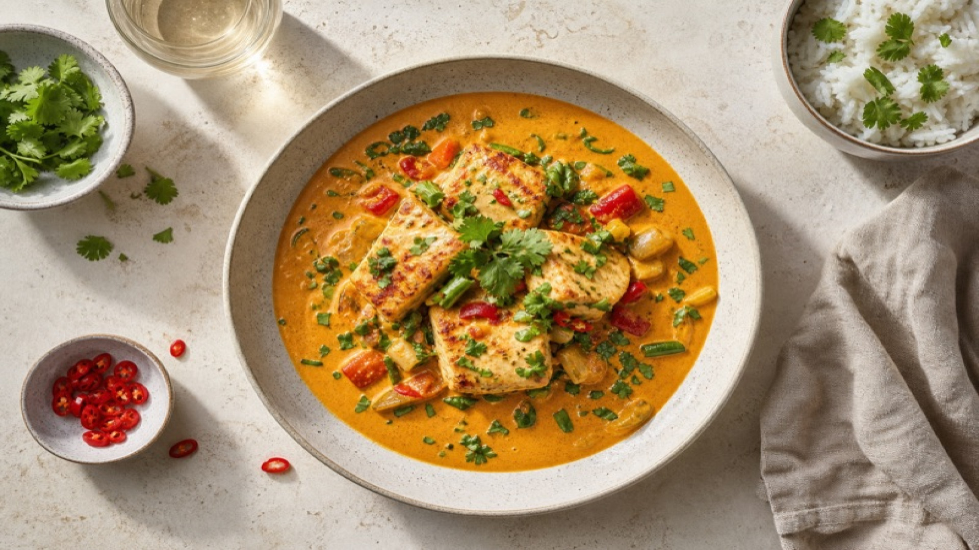 Schwertfisch mit Tikka-Masala-Kokossauce