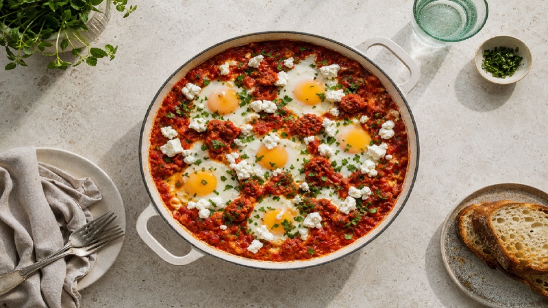 Shakshuka mit Ajvar und Feta