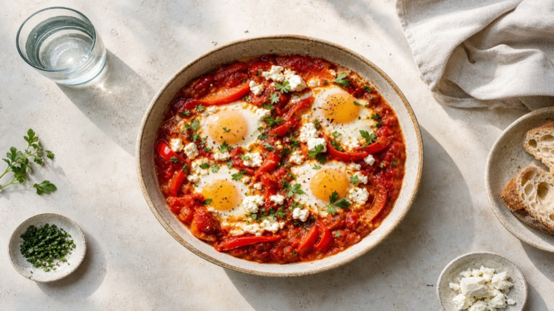 Shakshuka mit Feta und roter Paprika