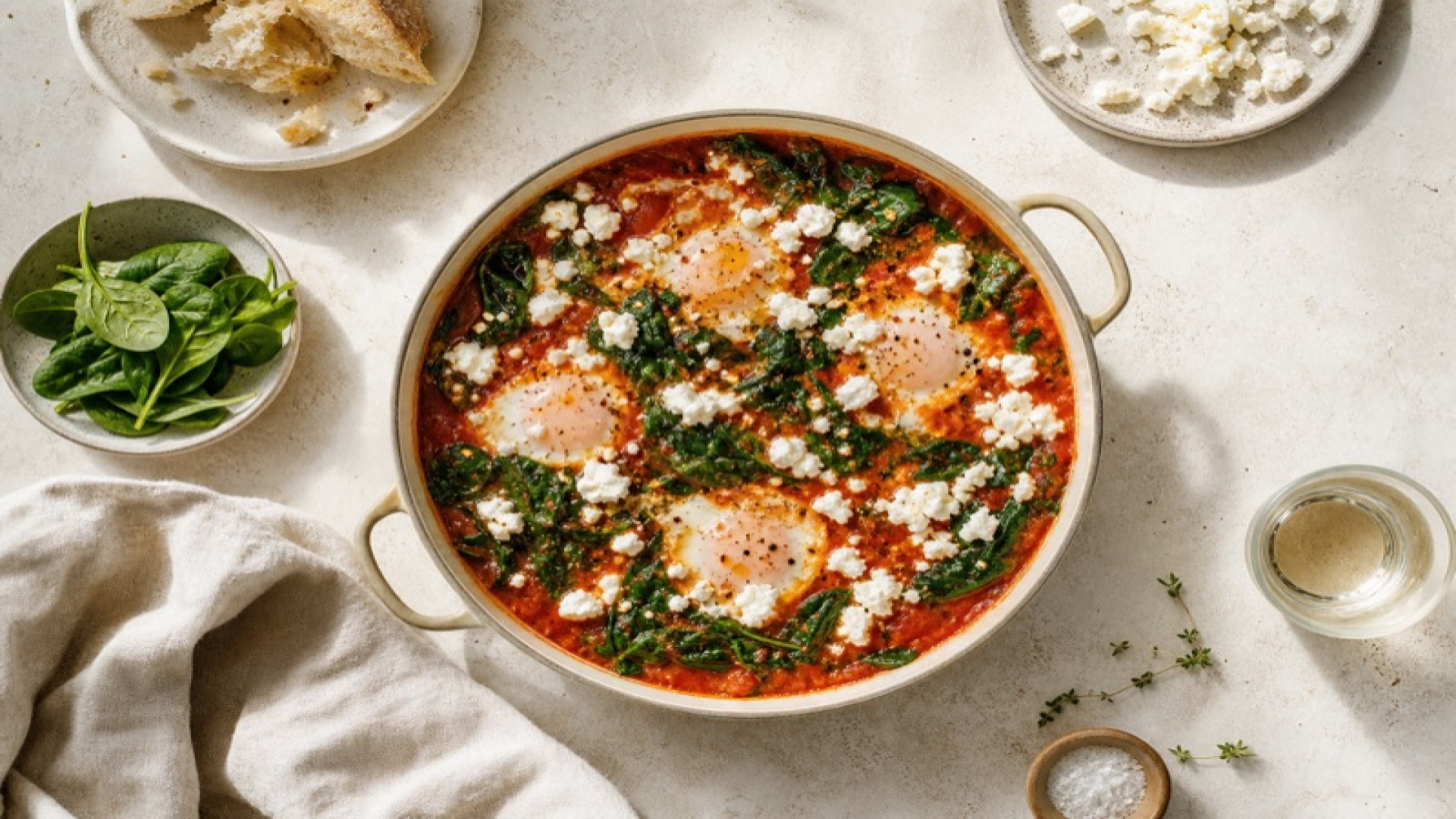 Shakshuka mit Feta und Spinat