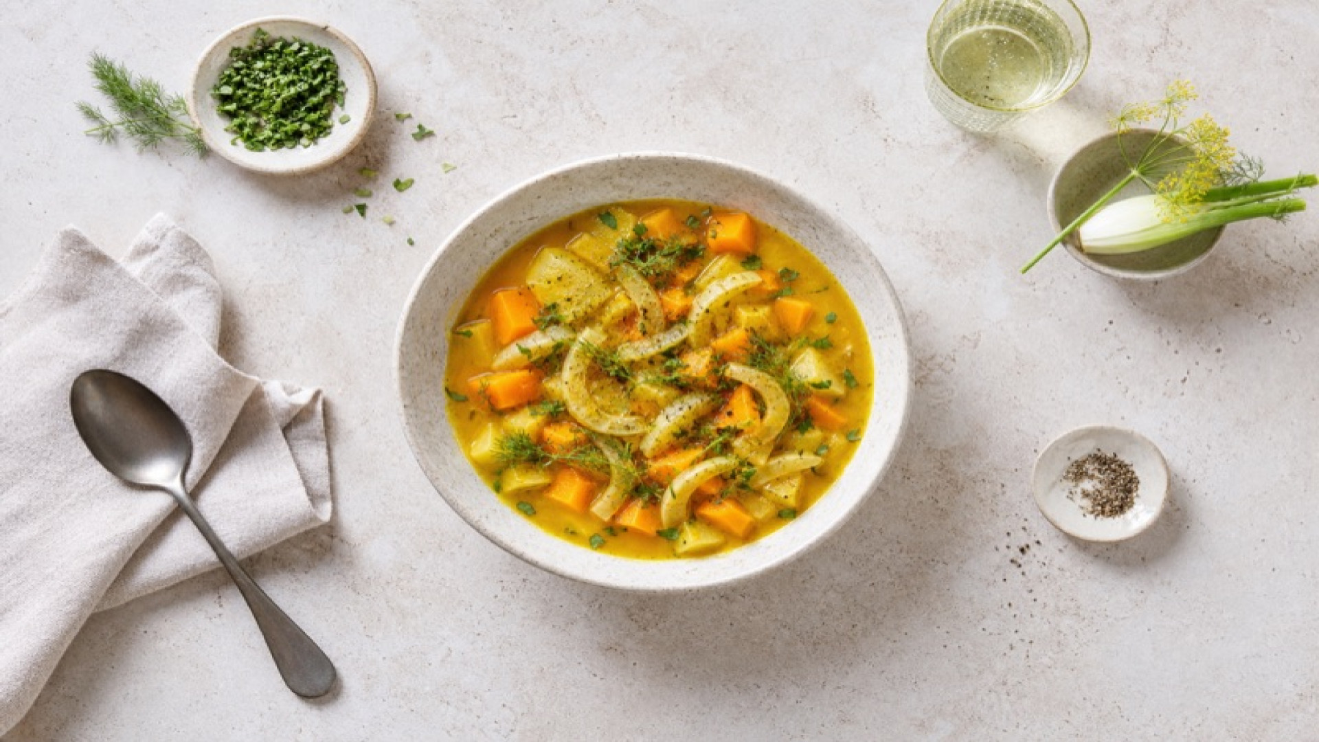 Süßkartoffel-Fenchel-Eintopf mit Kurkuma