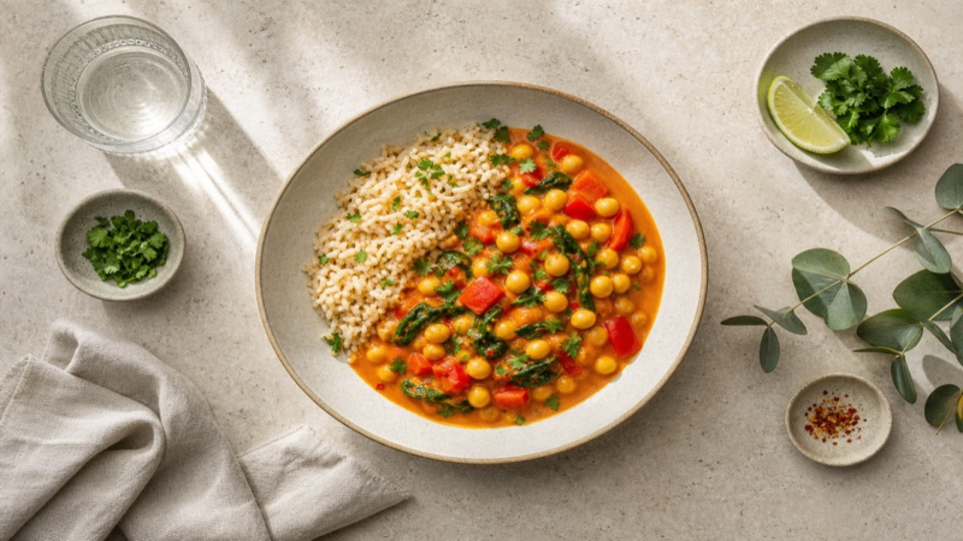 Sojabohnen-Curry mit unpolitiertem Reis
