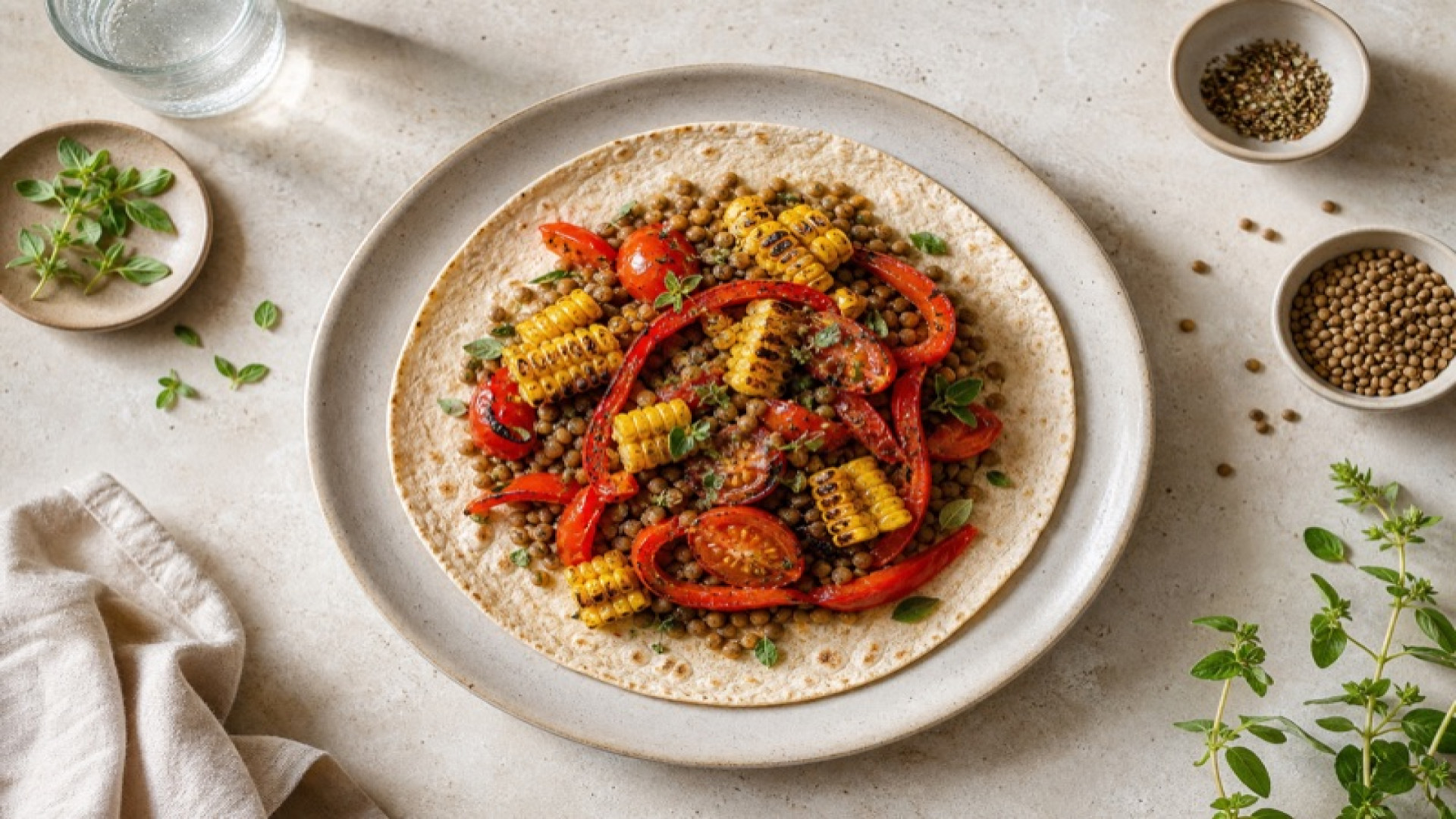 Tortilla mit gegrilltem Gemüse