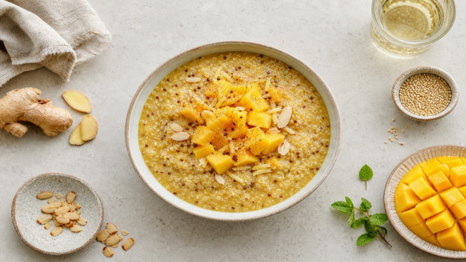 Warmer Quinoa-Porridge mit Mango und Ingwer
