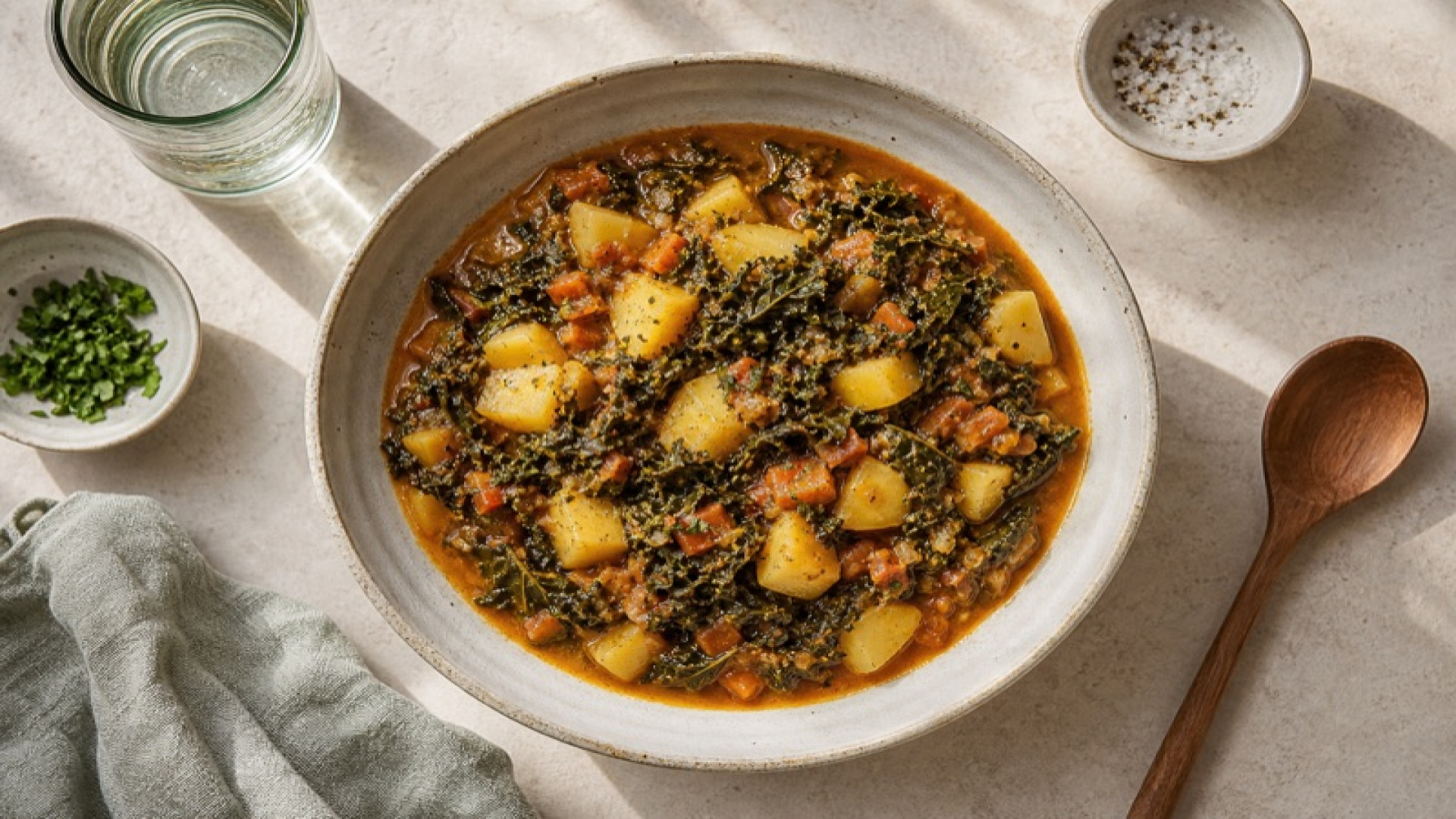 Würziger Kartoffel-Grünkohl-Eintopf mit Tomatenmark