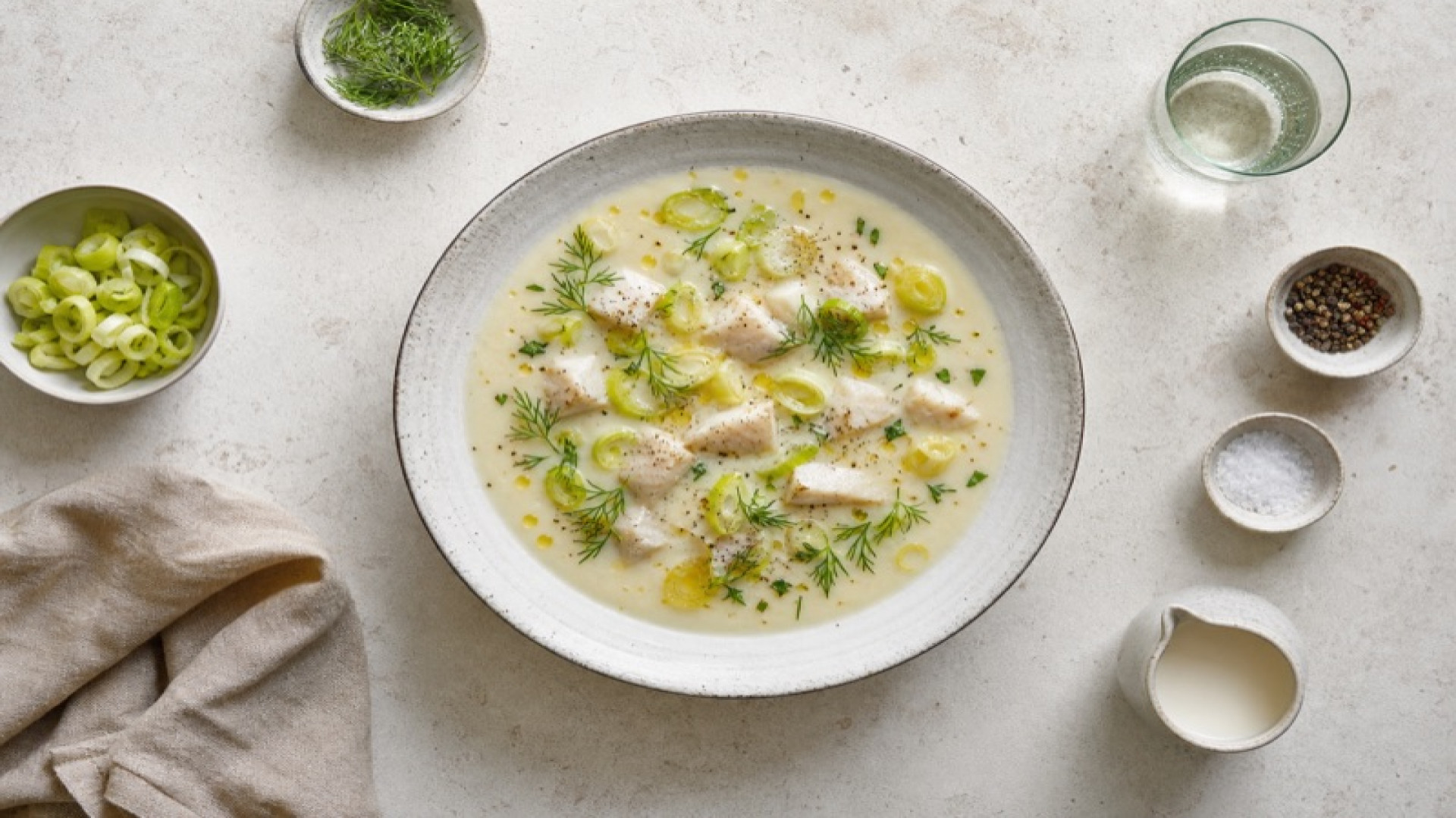 Zander-Pastinaken-Suppe mit Porree